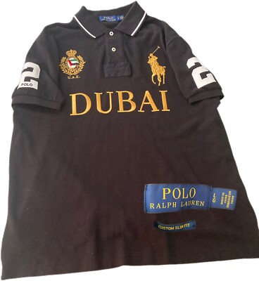 Dubai Polo Ralph Lauren Big Pony Gold Crest Embroidery Size L | eBay
