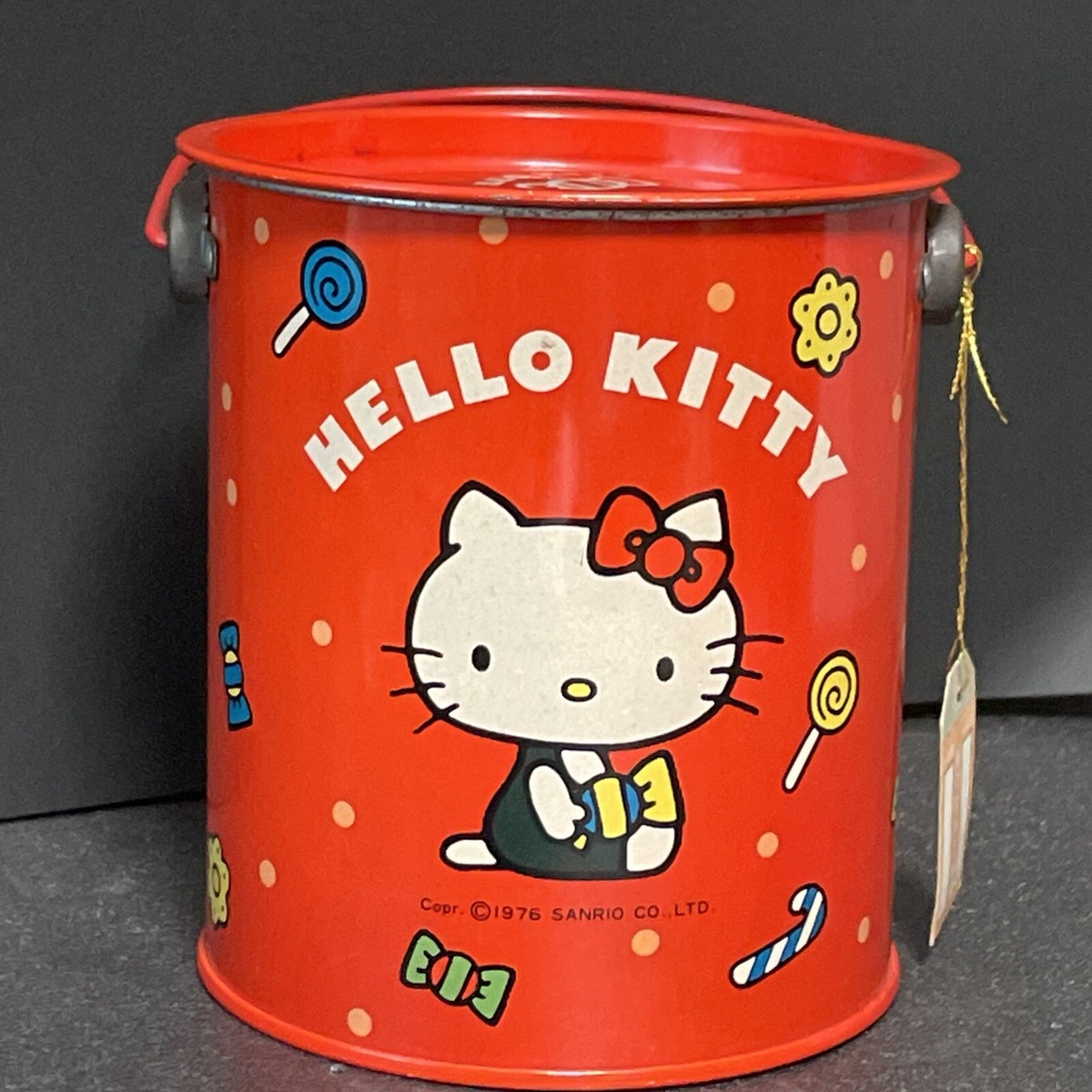 Vintage 1976 Hello Kitty Can Tin Box Sanrio Showa Retro Toy Japan