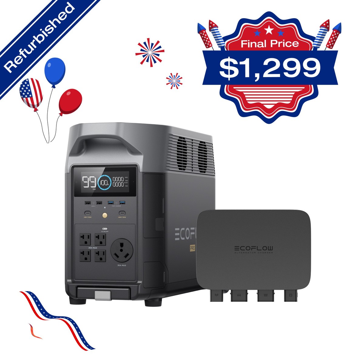 EcoFlow 800W Alternator Charger with Power Station Certified