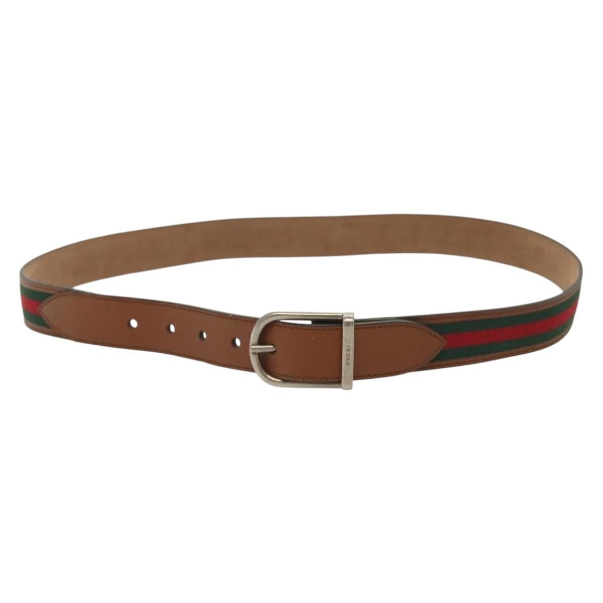 GUCCI Web Sherry Line Belt Leather 40.2