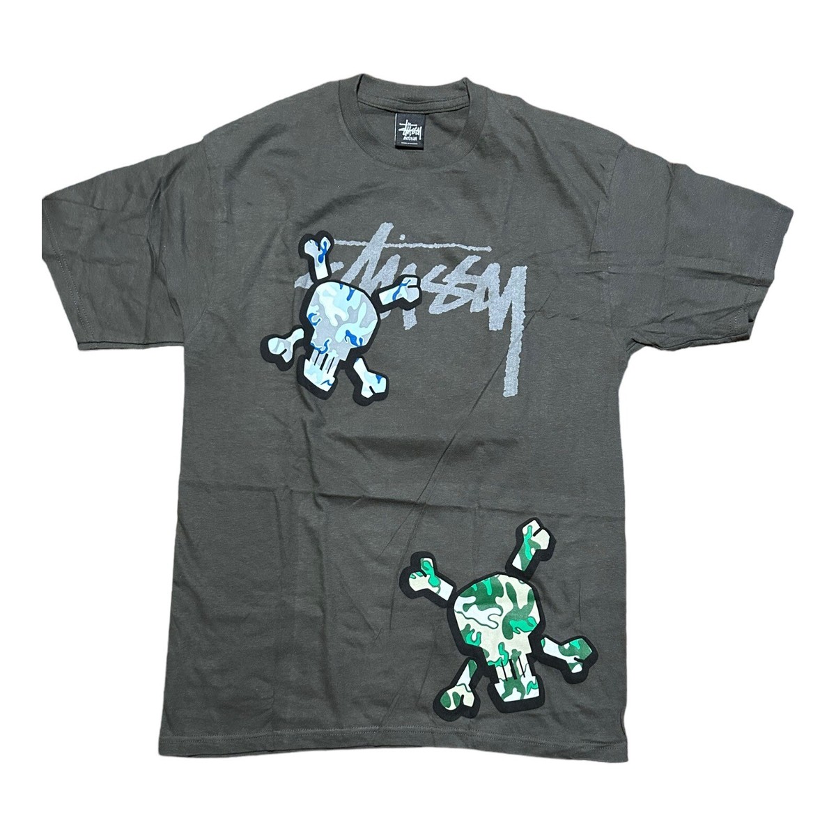 Stussy X Vintage Skull Bones Camo T Shirt Medium NWOT Short Sleeve