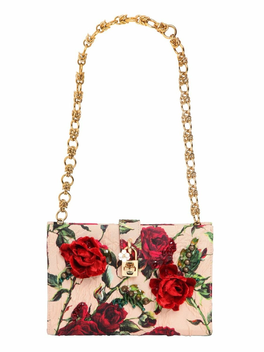 Dolce & Gabbana Floral Carmen Embellished Brocade Bag White-New