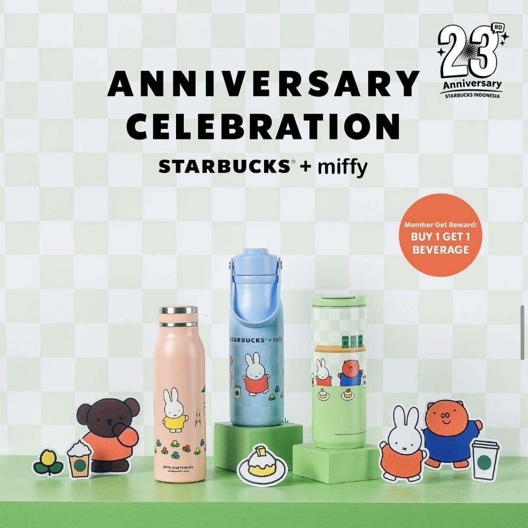 Indonesia Miffy Starbucks Stainless Steel Tumbler Bottle 16oz