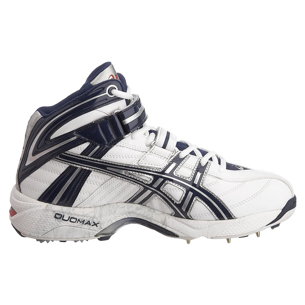 ASICS Cricket Shoes Bowling Boots Spikes, Gel 8 For 64, White/Navy