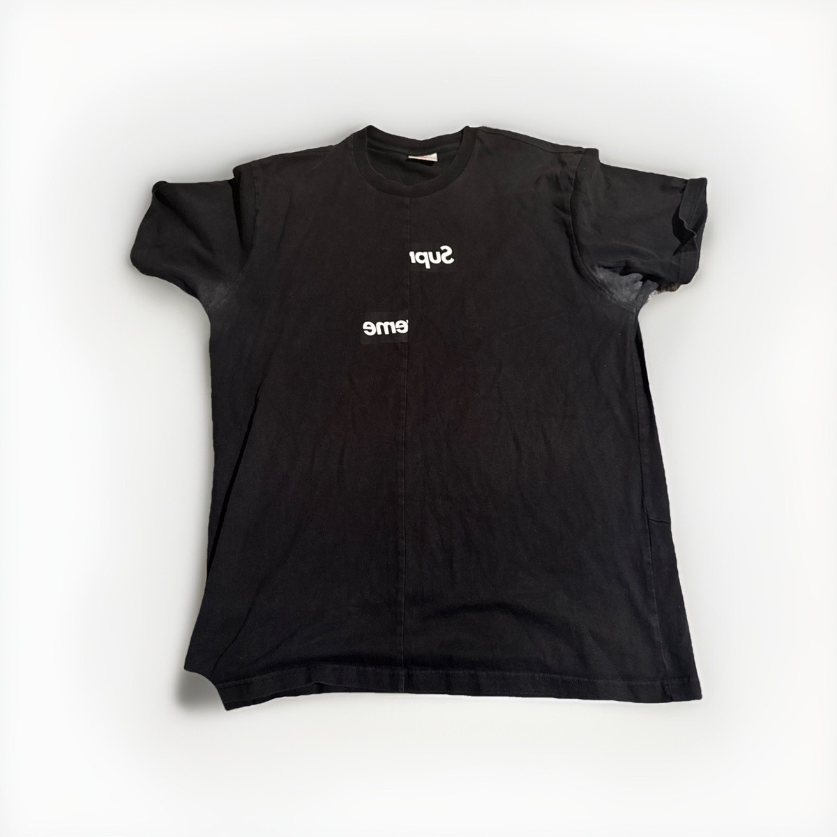 Supreme x CDG Comme Des Garcons Split Box Logo Tee Black Men's