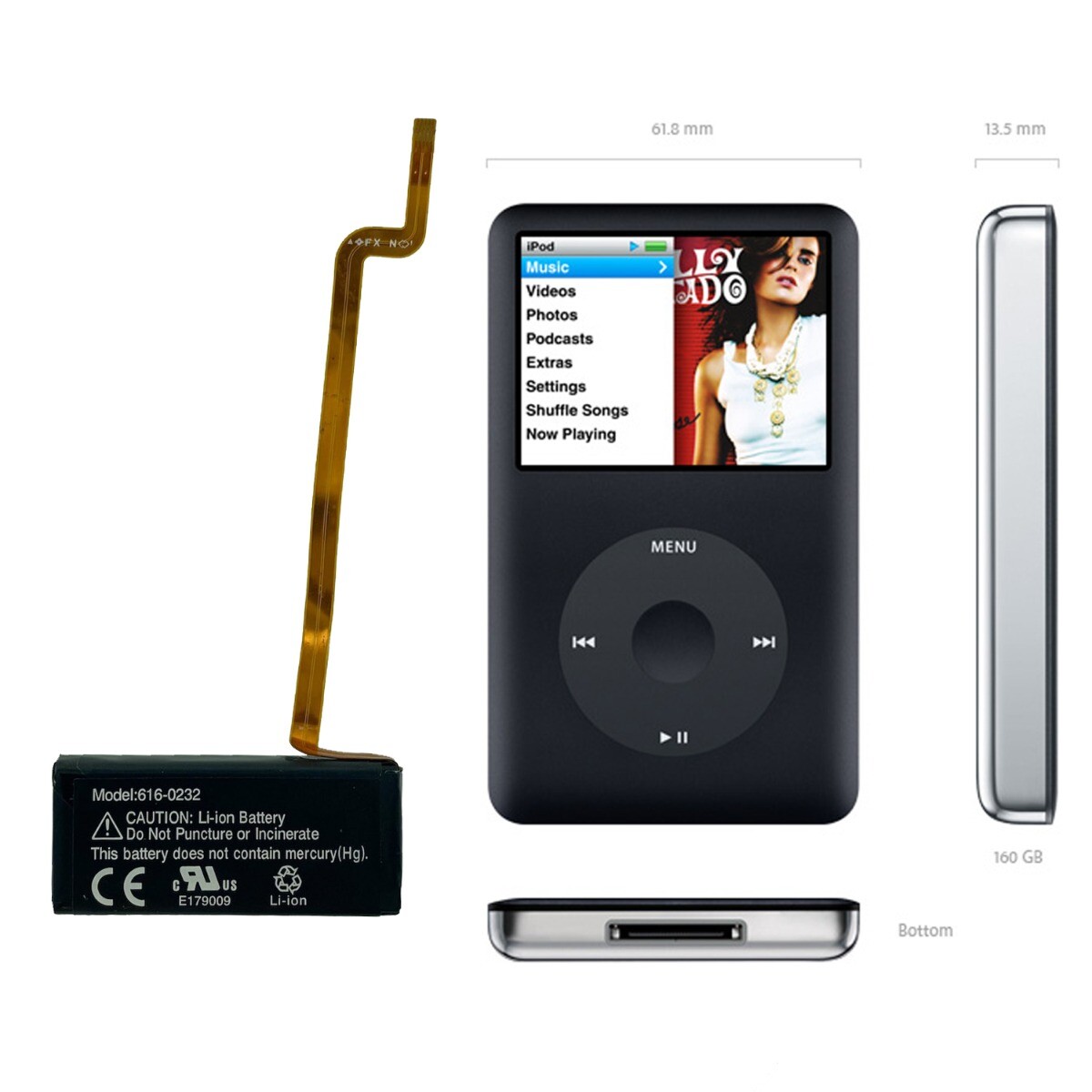 iPod Classic 5 / 6th / 7th Gen A1238 Battery Replacement Thick