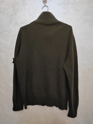 Stone Island Brown Vintage 100% Wool 1/4 Zip Button Sweater Men's