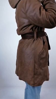 Vintage 90's Y2K Faux Suede Faux Fur Trim Oversized Coat Jacket