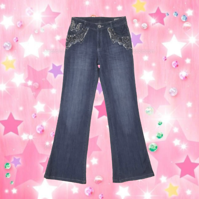 Bershka Vintage Grunge Y2k Mcbling 2000s Harajuku Blue Denim Low