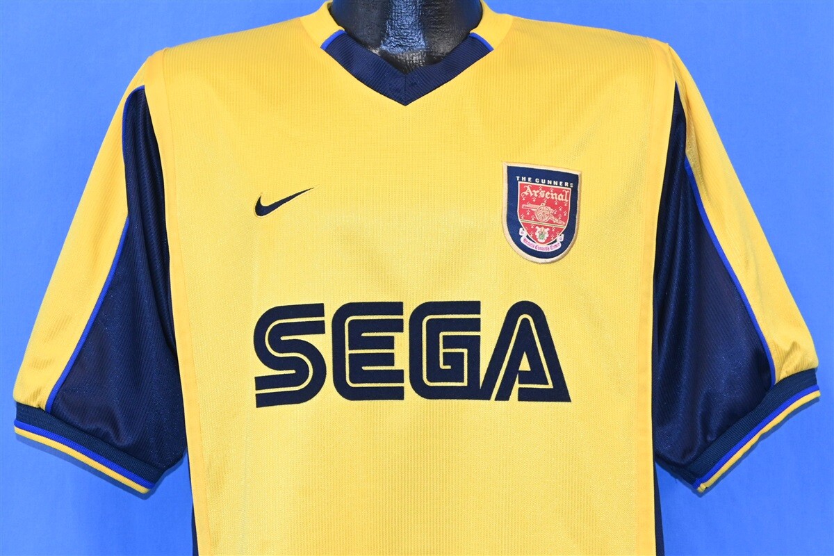 vintage 90s NIKE ARSENAL FC SEGA VIEIRA #4 AWAY SOCCER JERSEY t