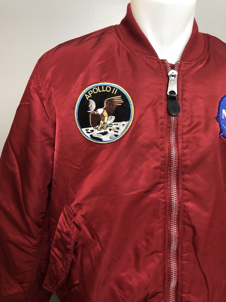 Alpha Industries NASA Apollo MA-1 Bomber Jacket Men's Large Nylon