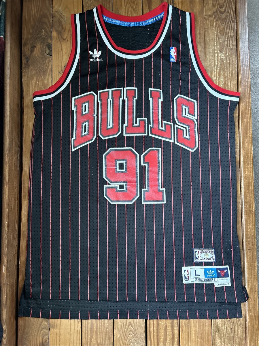 Chicago Bulls Hardwood Classics Dennis Rodman Adidas Pinstripe