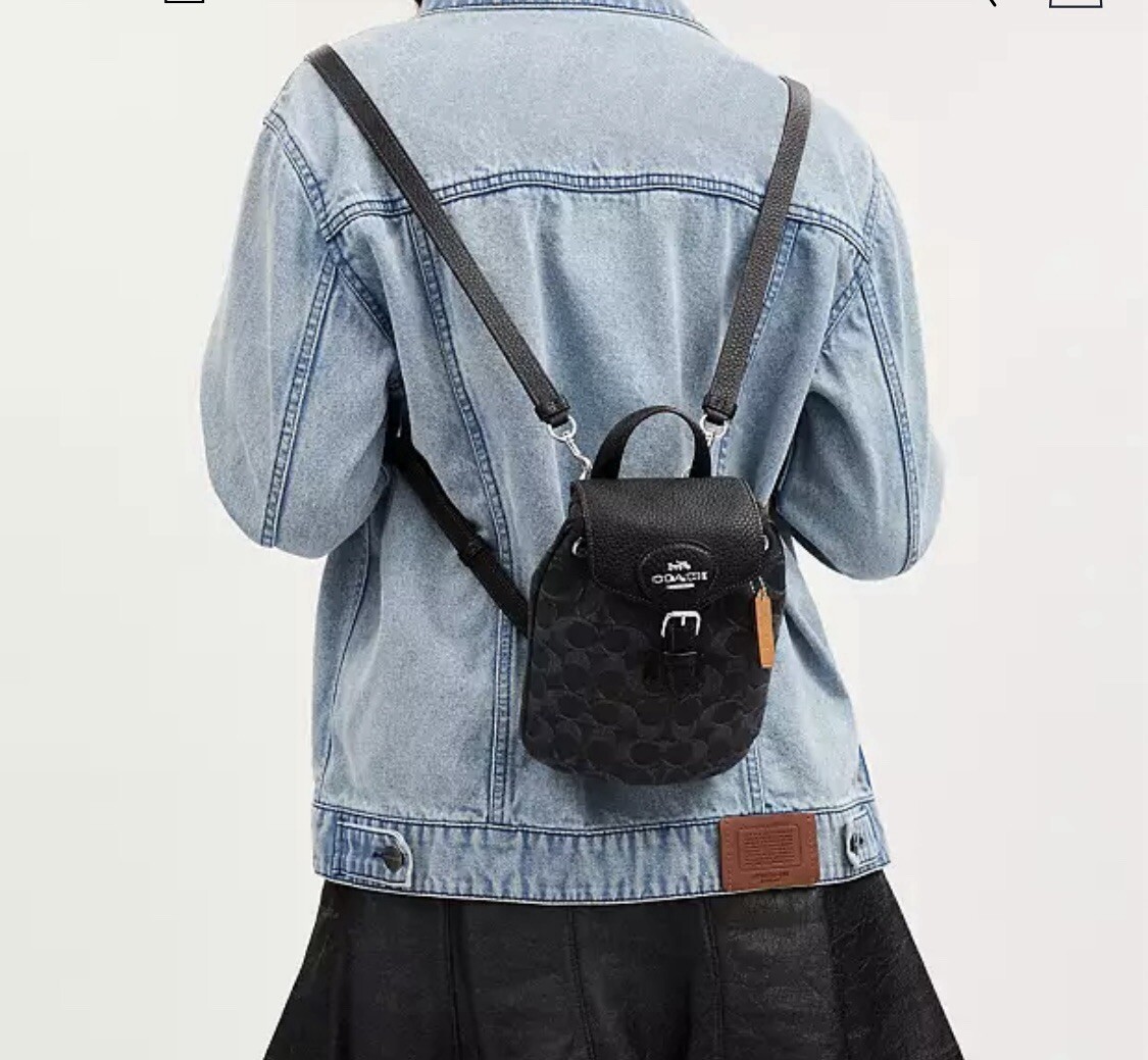 Coach Amelia Convertible Backpack In Signature Denim IN Black NWT