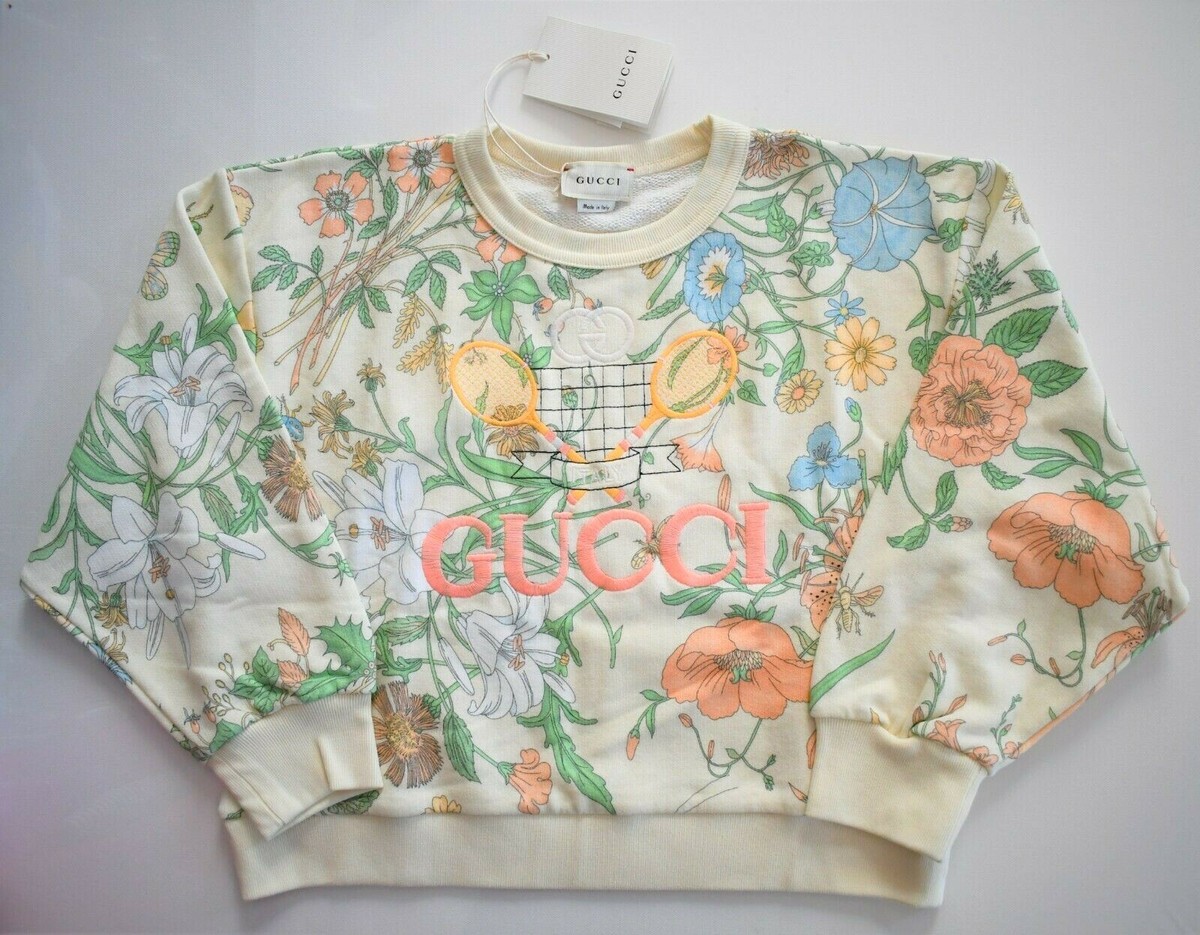🆕️ Authentic GUCCI KIDS FLORAL Printed TENNIS Sweatshirt Jumper