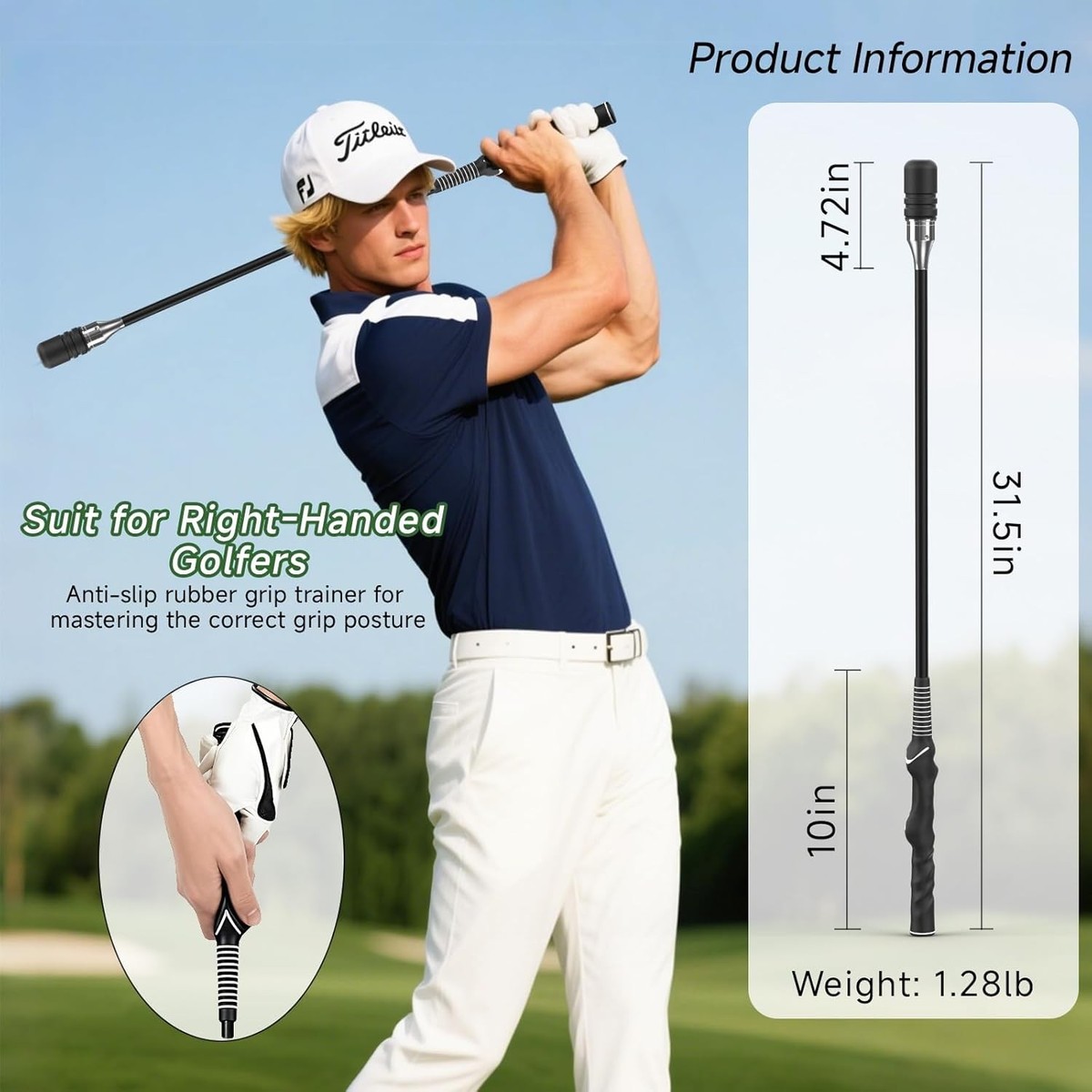 Golf Swing Trainer, Weighted Click Stick Golf Trainer, Golf Right