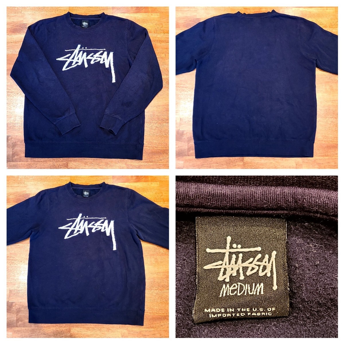 Vintage 90's Stussy Big Logo Made In USA Sweatshirt Men's Medium