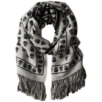 NWT Alexander McQueen $550 Large Wool-Silk Scark Scarf, Ivory