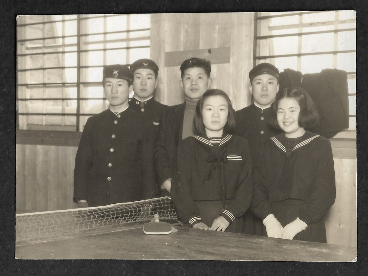 Original WW2 Japanese Photo Girl Boy School Uniform WWII China
