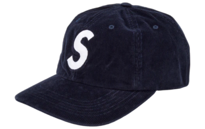 SUPREME FINE WALE CORDUROY S LOGO 6-PANEL HAT NAVY / SS21 WEEK 1
