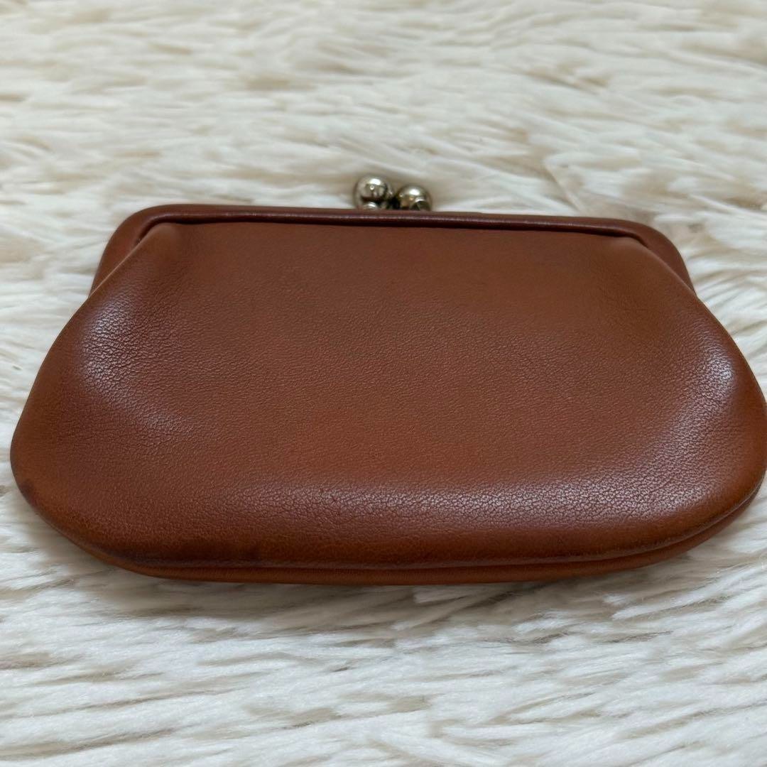 COACH Vintage Glovetanned Leather Kiss Lock Coin Purse Brown Old