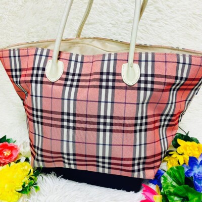 Burberry London Blue Label Handbag nova check color pink fashion