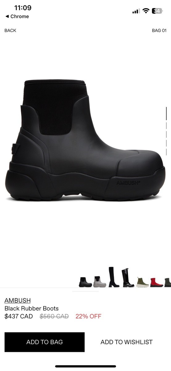 Ambush black rubber boots | eBay