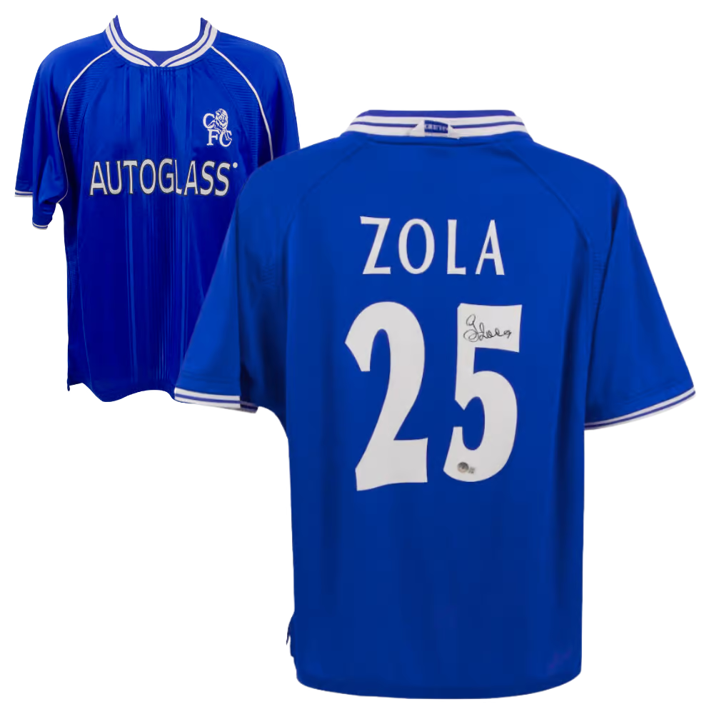 Gianfranco Zola Signed Chelsea Home Soccer Jersey #25 with Beckett