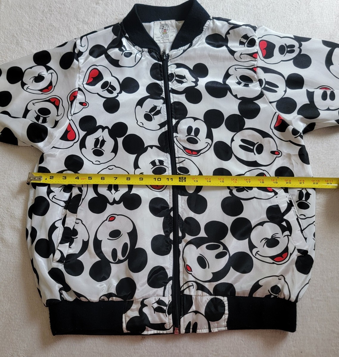 Vintage 90s Disney Mickey Jacket Polyester Thin Full Zip Black