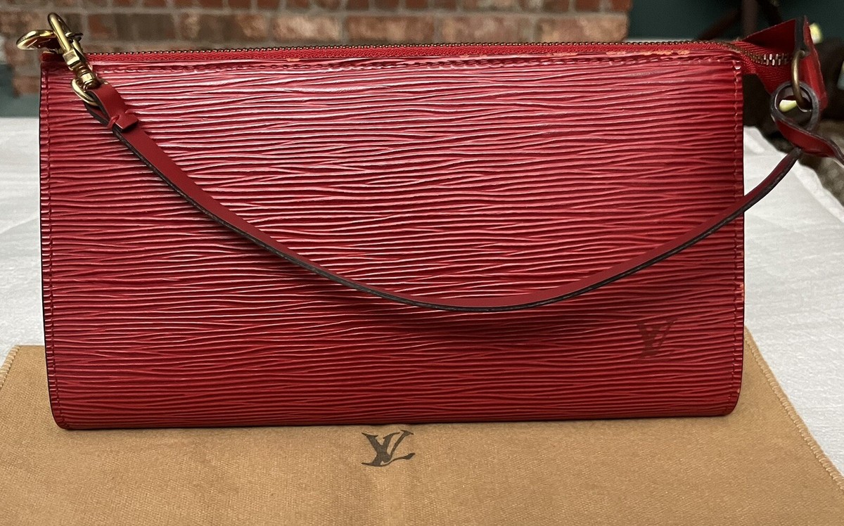 Louis Vuitton LV Monogram Pochette EPI Red pouch bag purse handbag