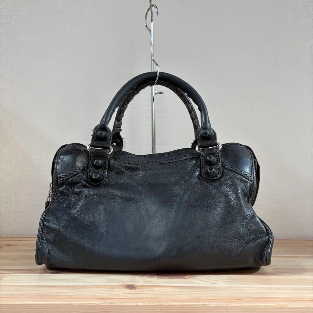 Authentic Balenciaga The Giant City Leather Black 204529 Hand Bag