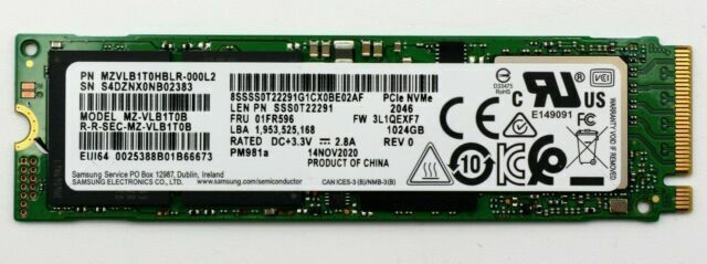 Samsung MZ-VLB1T0B 1TB M.2 NVMe PCIe 3.0 x4 Internal SSD