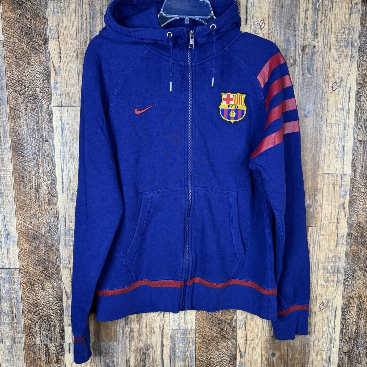 FC Barcelona Full Zip Nike Dri-Fit Soccer Jacket Hoodie M Men Blue