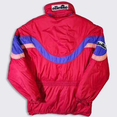 Ellesse Vintage 90s Italy Ski Jacket - Red, Purple & Pink Heavy