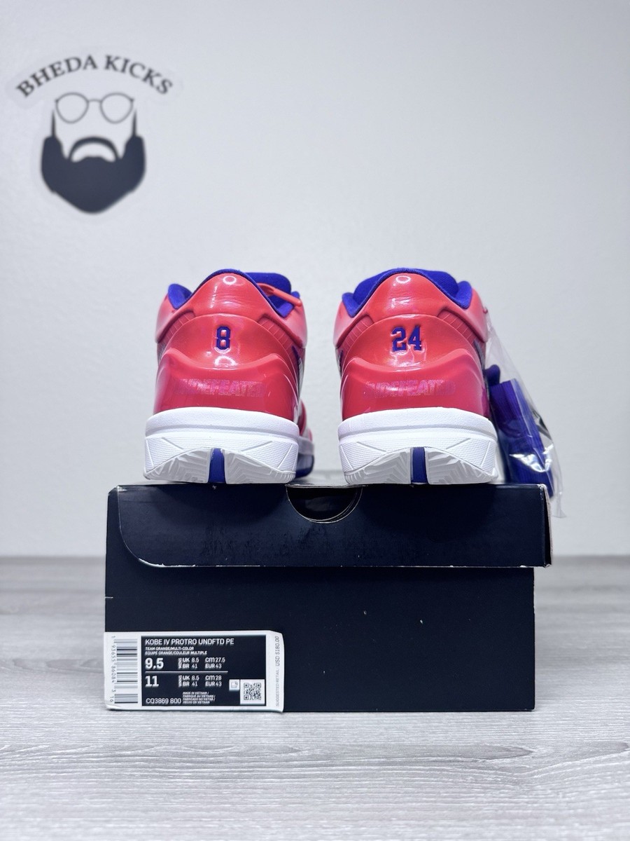 Size 9.5 - Undefeated x Nike Kobe 4 Protro Team Orange for sale