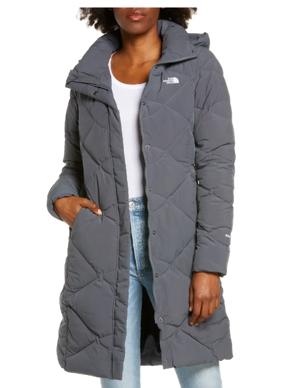 THE NORTH FACE MISS METRO II HOODED WATER RESISTANT DOWN GREY