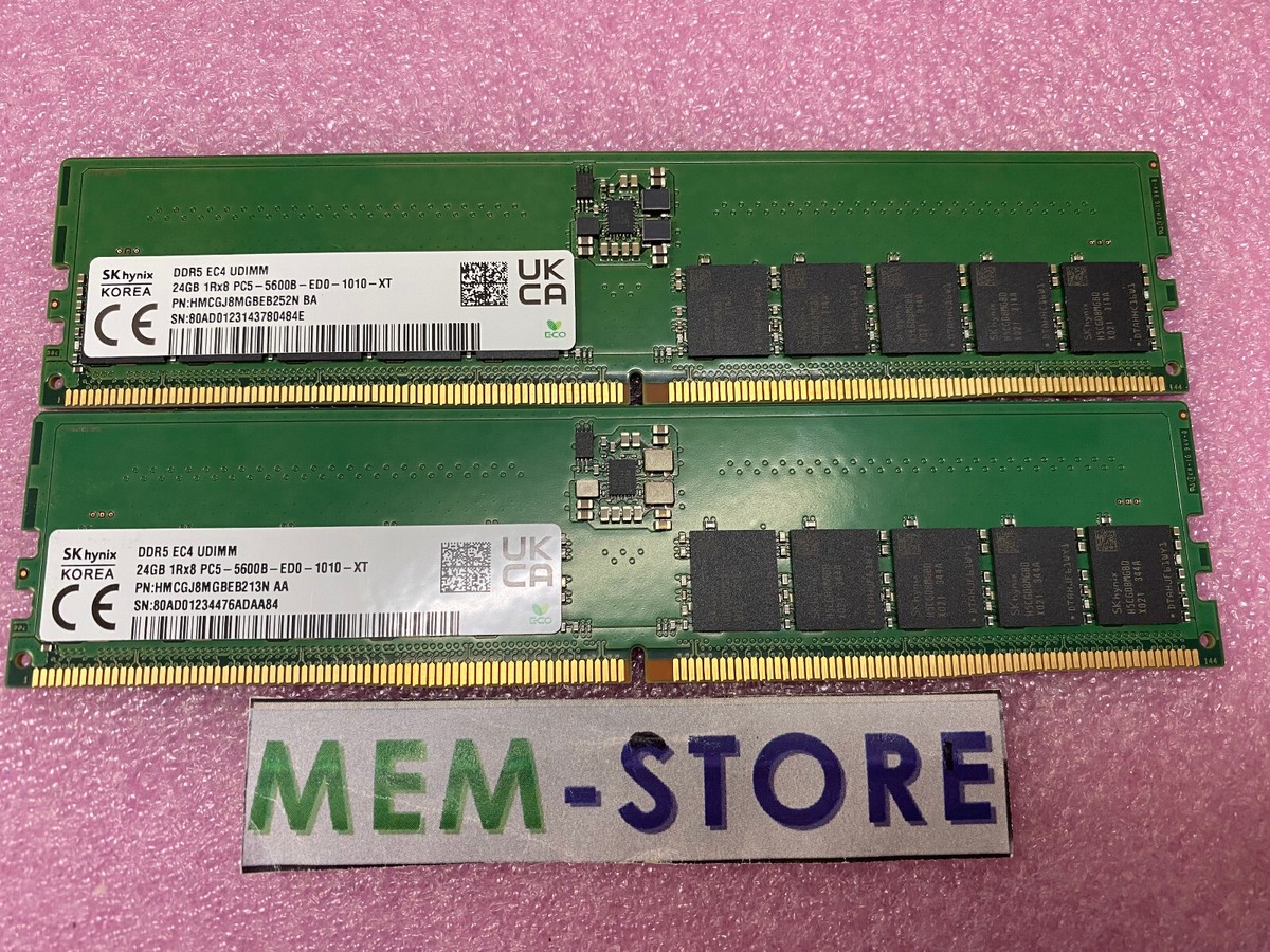 SK Hynix 48GB 2x24GB DDR5-5600MHz ECC UDIMM RAM Memory for