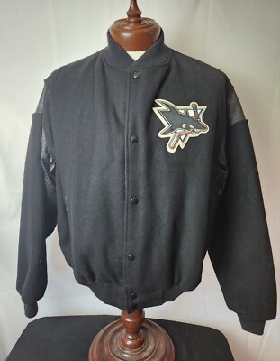🚨🔥Vintage 90s Chalk Line XL San Jose Sharks Wool Varsity Jacket