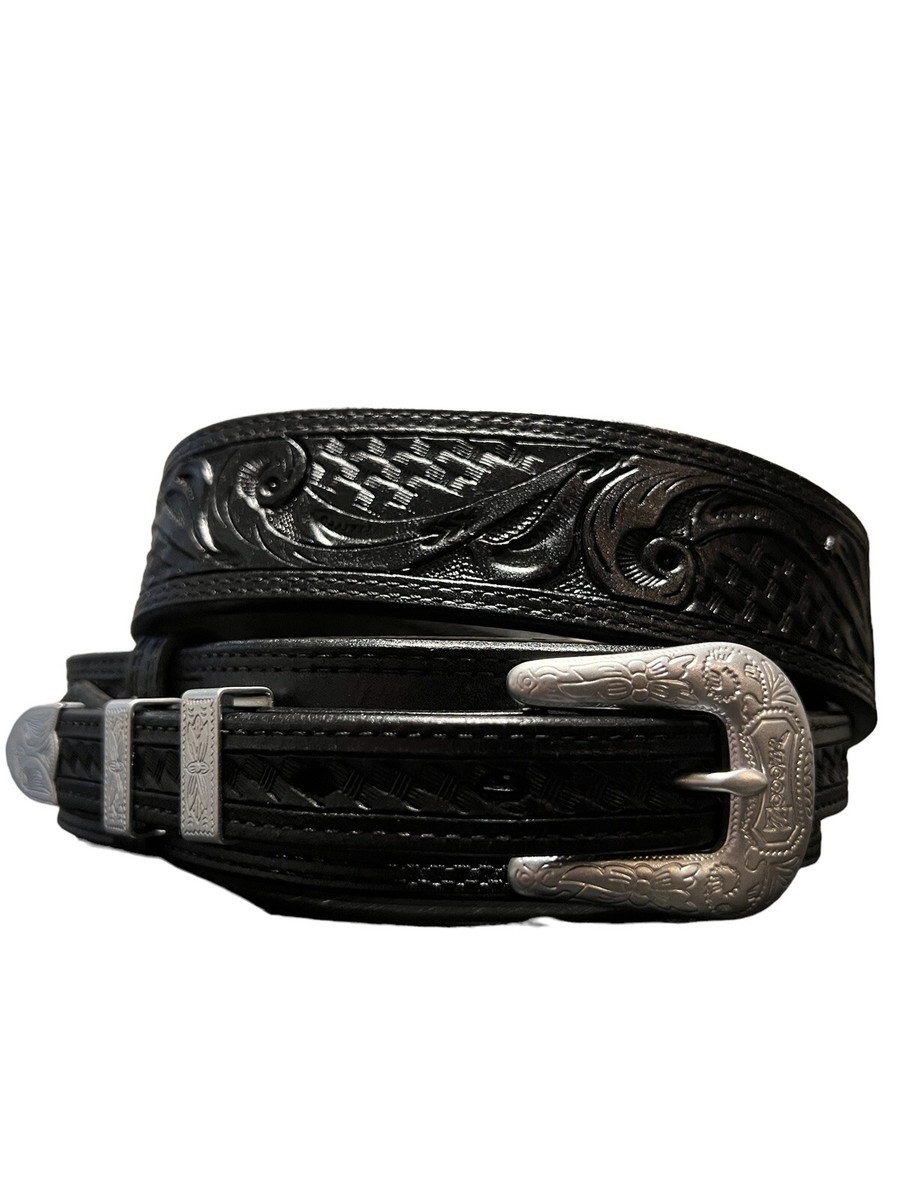 Hand Tooled Leather Ranger Belt Western Leather Black Belts