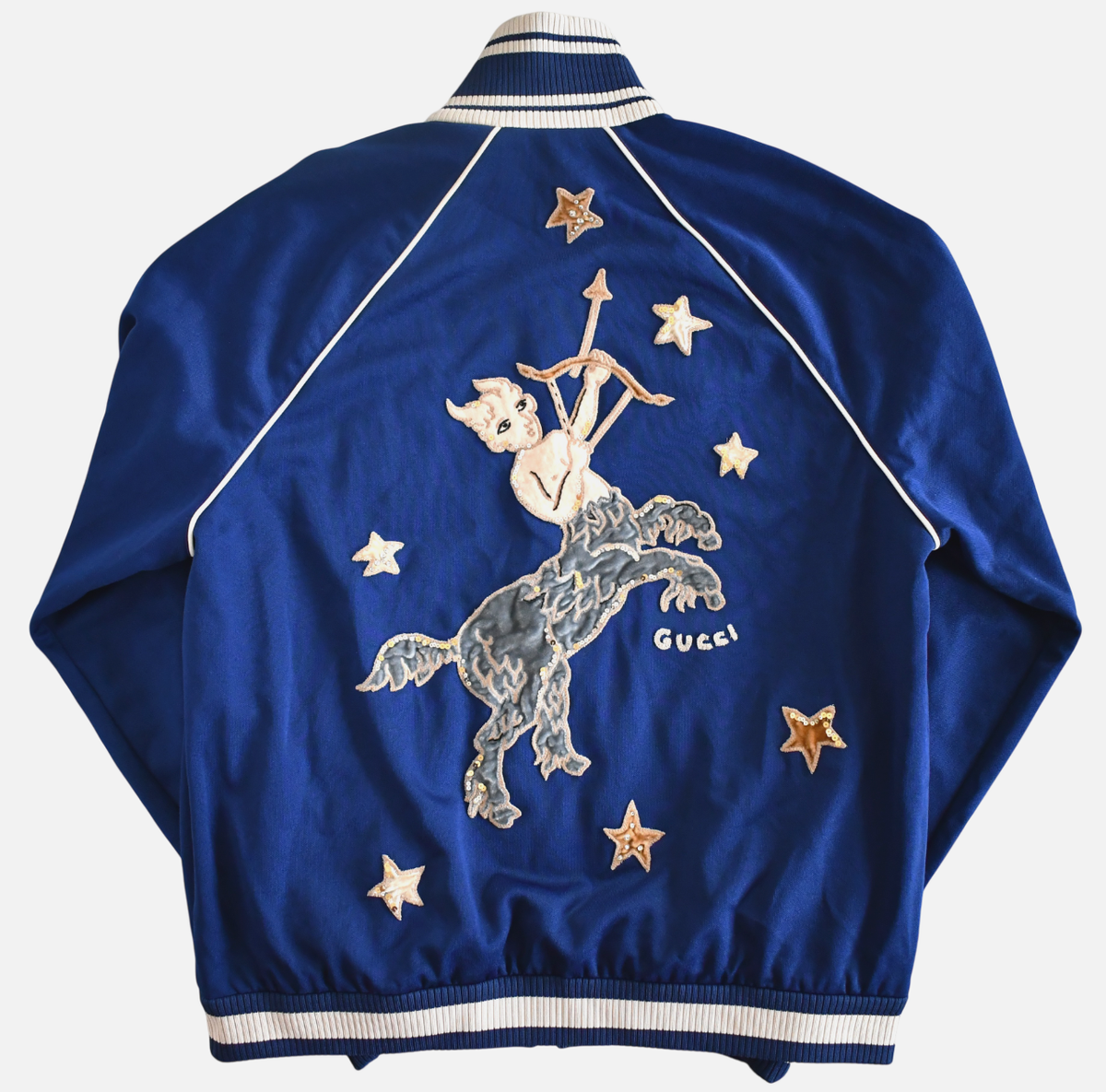 New GUCCI Zodiac Sagittarius-Embroidered Zip-Up Men's VARSITY