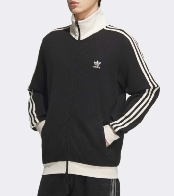 Adidas Waffle BB Track Top Unisex Sports Jacket Casual Top Black