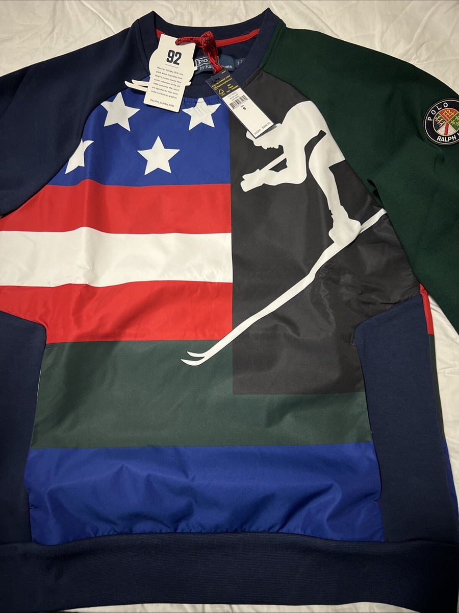 Polo Ralph Lauren Men USA Flag Ski 92 Cookie Skier Graphic
