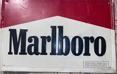Marlboro Tobacco Sign Vintage 1991 Metal Sign 15 X 24 Cigarette