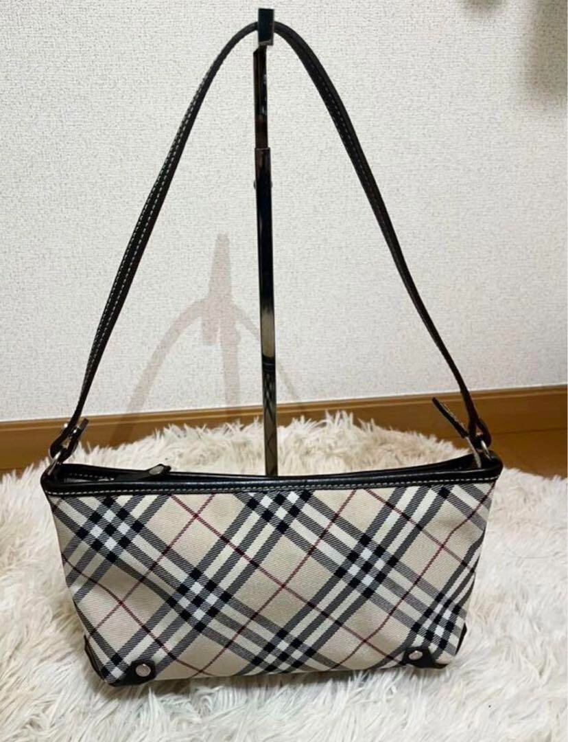 BURBERRY Blue Label Shoulder Bag Plaid nova check Beige Canvas