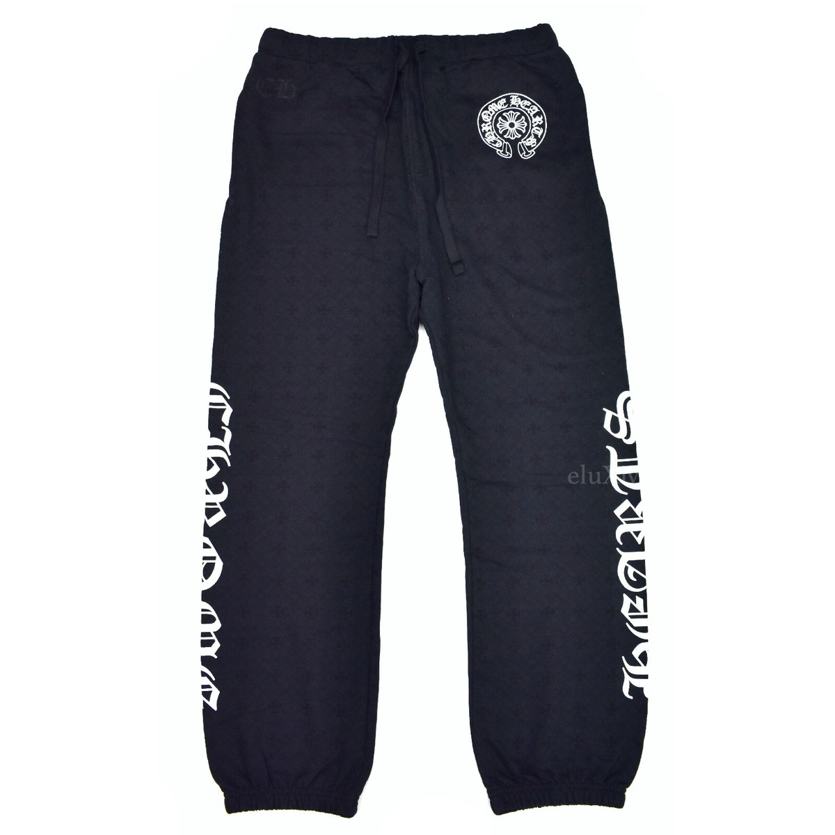 NEW Chrome Hearts Black Allover Plus Print Horseshoe Logo