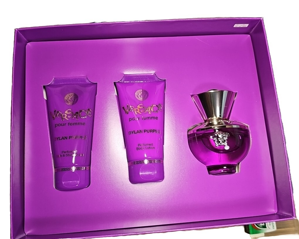 Versace Pour Femme Dylan Purple Perfume Gift Set New 50ml EDP+