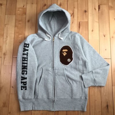 BAPE × CHAMPION Reverse Weave Zip Hoodie Gray A Bathing Ape Size L