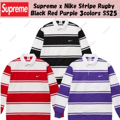 Supreme x Nike Stripe Rugby Black Red Purple 3colors SS25 Japan