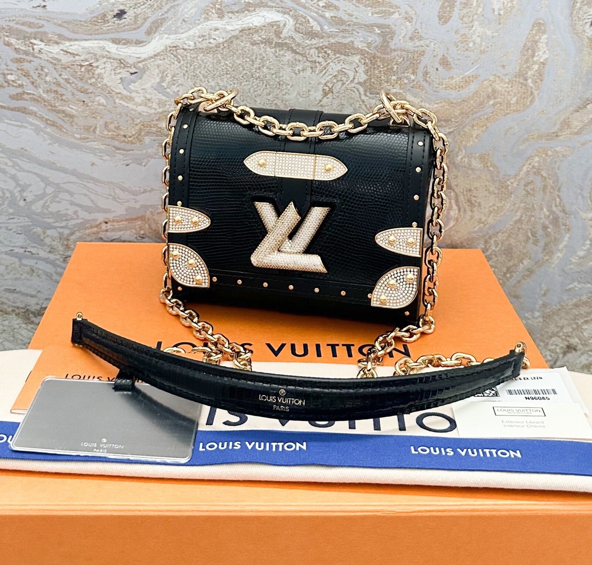 Louis Vuitton Lizard Mini Twist Crystal Embellished Black Shoulder
