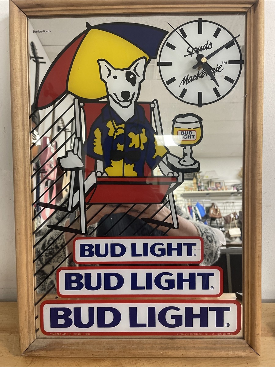🔥Vintage Bud Light 1986 Spuds Mackenzie Clock by Stamford Art