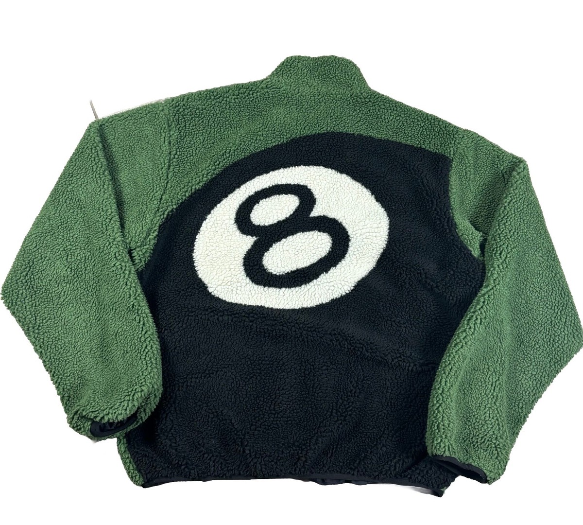 Stussy 8 Ball Sherpa Reversible Jacket Mens XL Extra Large Green